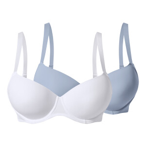 esmara Set van 2 dames beugel-bh's (Blauw/wit, 85D)