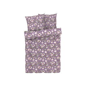LIVARNO home Satijnen dekbedovertrek 200 x 200 cm (Bloemen/paars)