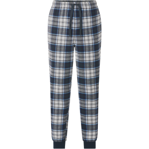 ESMARA MEN Heren flanellen pyjamabroek (Geruit/donkerblauw/wit, L)