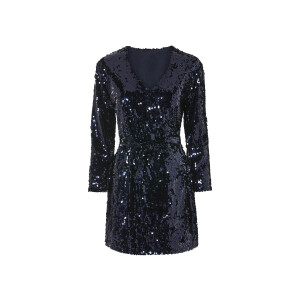 esmara Dames jurk met pailletten (S (36/38), Marineblauw)