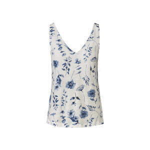 esmara Dames linnen top (Wit/blauw, XS (32/34))