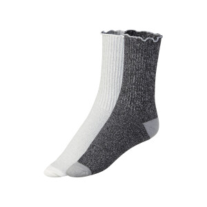 esmara 2 Paar dames huissokken (Grijs/zwart, 35-38)