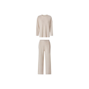 ESMARA Dames pyjama, lang (Beige, M (40/42))