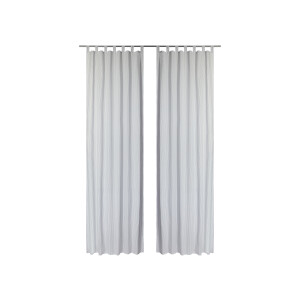 LIVARNO home 2-delige gordijnenset 120 x 300 cm (grijs/strepen)