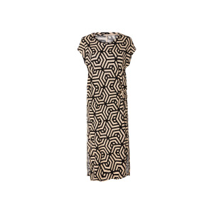 ESMARA Dames jurk met linnen (Patroon/zwart/beige, M (40/42))