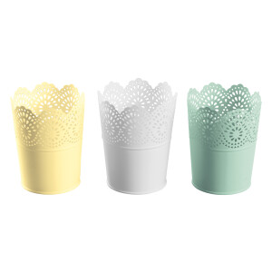 LIVARNO home Bloempot (Set van 3 ronde kleine groen/geel)