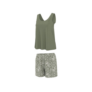 esmara Korte dames pyjama met linnen (Groen, XL (48/50))