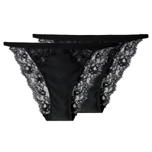 esmara Set van 2 dames slips (Zwart, L (44/46))