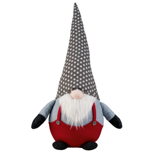 LIVARNO home Kerstdecoratie kabouter XXL (grijze puntmuts/witte stippen)