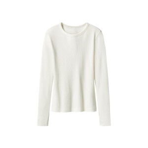 esmara Geribd dames shirt met lange mouwen (Wit, XS (32/34))