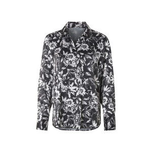 esmara Dames satijnen blouse (42, Zwart/wit)