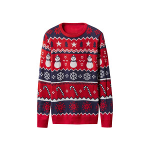 esmara Men Heren kersttrui met lampjes (Rood, XXL)