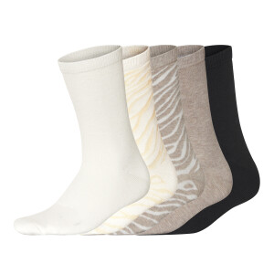 esmara 5 Paar sokken (Print/beige/wit/zwart, 39-42)