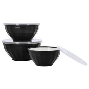 SILVERCREST Set van 3 schalen met deksel (Zwart)