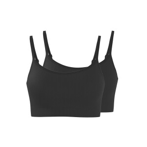 ESMARA Set van 2 dames geribde bustiers (Zwart, XL (48/50))