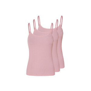 esmara 3 stuks dames geribde tops (L (44/46), Lichtroze)