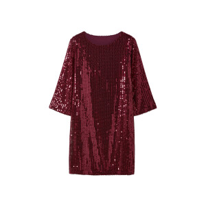 esmara Dames jurk met pailletten (Rood, L (44/46))