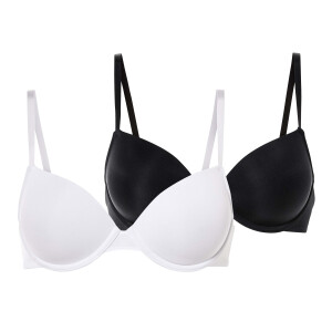 esmara 2 dames BH&apos;s (Zwart/wit, 75B)