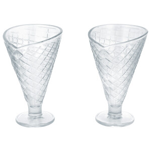 SILVERCREST Set van 2 glazen ijscoupes of schaaltjes (wafelvorm/transparant)