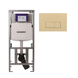 Geberit Inbouwreservoir - UP320 - QeramiQ push bedieningsplaat - dualflush - rechthoekige knoppen - kunststof beige SW1102366/0701131