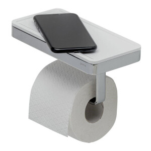 Geesa Frame Toiletrolhouder met planchet Wit / Chroom 918824-02