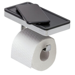 Geesa Frame Toiletrolhouder met planchet Zwart / Chroom 918824-02-06