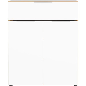 GERMANIA Kast met laden en deuren OAKLAND Breedte 83 cm , fronten en bovenblad met glas-inlay