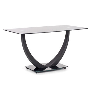 Glazen eettafel Anton 140 cm breed in zwart