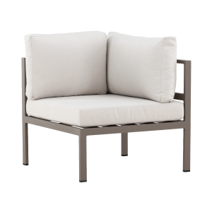 Glen aluminium modulair tuin hoekelement taupe met beige zitkussens - 74 x 65 cm