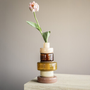 By-Boo Vaas 'Golas' Mondgeblazen glas, kleur Bruin