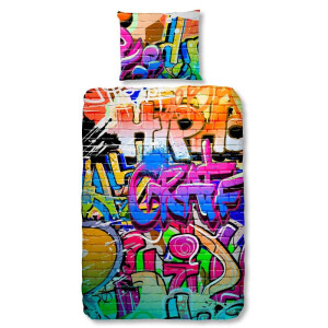 2e -50% | Kinderdekbedovertrek Katoen - 140x200 Cm Meerkleurig - Tekst - Good Morning - Dekbed-Discounter.nl