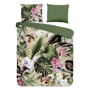 Dekbedovertrek Katoen - Irze - Lits-Jumeaux (240x220 Cm) - Groen & Meerkleurig Katoen - Bloemen - Good Morning - Dekbed-Discounter.nl