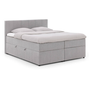 Goossens Basic Boxspring Compleet Store Storage Box, Vlak 160 x 200 cm (=2x 80 x 200 cm) met hoofdbord zonder voetbord incl. 2x matras