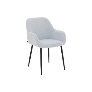 Goossens Basic Eetkamerstoel Anne blauw stof met armleuning,
