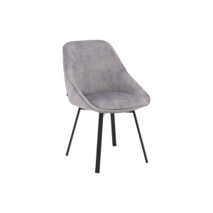 Goossens Basic Eetkamerstoel Romee lichtgrijs stof graden draaibaar met armleuning,