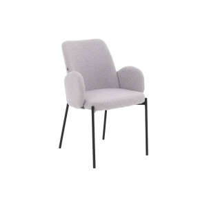 Goossens Basic Eetkamerstoel Royce lichtgrijs stof met armleuning,