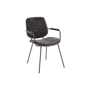 Goossens Eetkamerstoel Hjalmar antraciet stof met armleuning, modern design