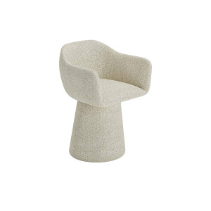 Goossens Eetkamerstoel Liselot beige stof graden draaibaar met return functie met armleuning,