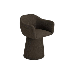 Goossens Eetkamerstoel Liselot bruin stof graden draaibaar met return functie met armleuning,