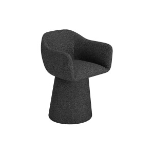 Goossens Eetkamerstoel Liselot grijs stof graden draaibaar met return functie met armleuning,