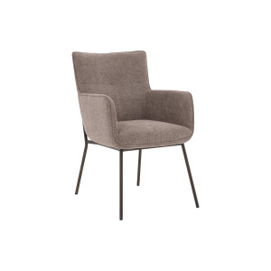 Goossens Eetkamerstoel Trullo bruin stof met armleuning,