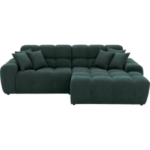 Goossens Excellent Bank Kubus - 30 X 30 Cm Stiksel blauw, stof, 1,5-zits, modern design met chaise longue rechts