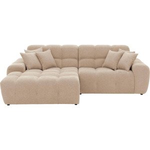 Goossens Excellent Bank Kubus - 30 X 30 Cm Stiksel bruin, stof, 1,5-zits, modern design met chaise longue links