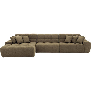 Goossens Excellent Bank Kubus - 30 X 30 Cm Stiksel groen, stof, 1,5-zits, modern design met chaise longue links