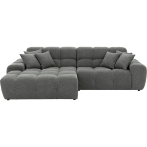 Goossens Excellent Bank Kubus - 40 X 40 Cm Stiksel grijs, stof, 1,5-zits, modern design met chaise longue links