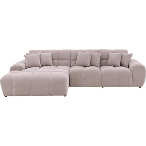 Goossens Excellent Bank Kubus beige, stof, modern design met chaise longue links