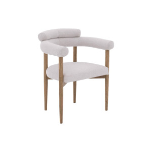 Goossens Excellent Eetkamerstoel Splinter lichtgrijs stof met armleuning, elegant chic