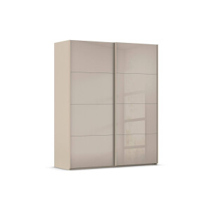 Goossens Excellent Kledingkast Finca Glans Glas, Slaapkamerkast 160 cm breed, 223 cm hoog, 2x 4 paneel glas schuifdeuren