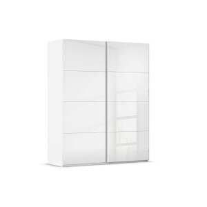 Goossens Excellent Kledingkast Finca Glans Glas, Slaapkamerkast 160 cm breed, 223 cm hoog, 2x 4 paneel glas schuifdeuren