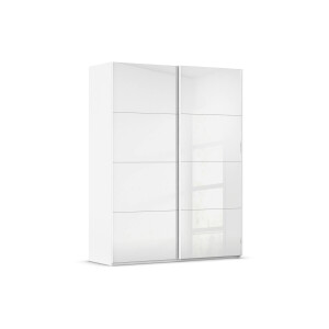 Goossens Excellent Kledingkast Finca Glans Glas, Slaapkamerkast 160 cm breed, 236 cm hoog, 2x 4 paneel glas schuifdeuren